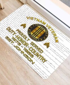 Personalized Proud Vietnam Veteran Doormat, Vietnam Veterans Doormat Home Decor, Veteran Day Gift Memorial Day Gift QFHM4250505
