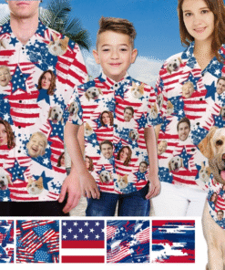 Custom Face Independence Day Hawaiian Shirt, Personalized 4th of July Hawaii Shirt with Any Images NPND4270550
