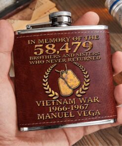 Personalized VietNam Veteran In Memory Of The Brothers And Sisters Who Never Returned Leather Flask QFND4170506