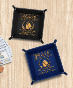 Custom In Memory Of 58479 Brothers And Sisters Vietnam Veteran Leather Valet Tray, US Military Tray Gift For Dad, Grandpa, Veterans Gifts NPON4130503