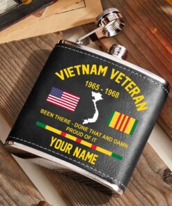 Personalized Vietnam Veteran Men's Leather Flask QFTD4070503