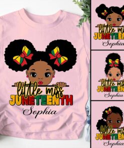 Personalized Juneteenth Kid Shirt, Juneteenth Shirt, Black Girl Shirt, Afro Puff Shirt, Afro Girl Gift, Black History Shirt, Little Girl Shirt QFUU4100520
