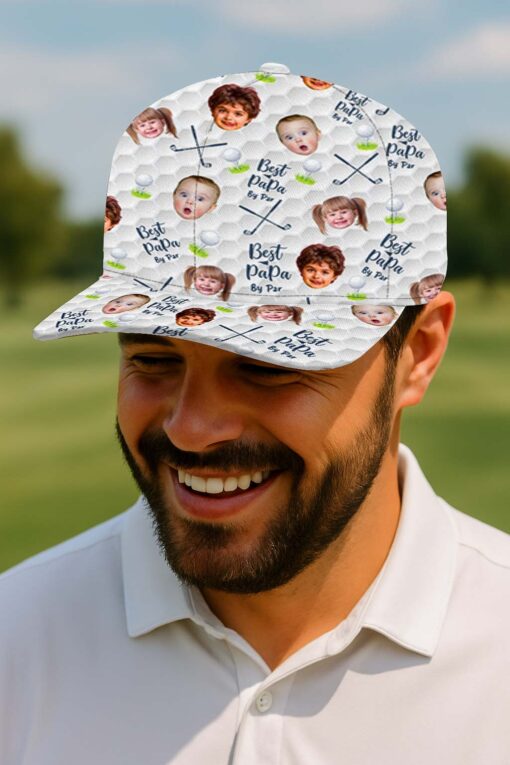 Custom Face Kids Photo Cap, Best Dad By Par Cap For Dad, Father’s Day Gift For Dad, Father, Cap Gift For Golf Lover QFHM4220502 - Image 4
