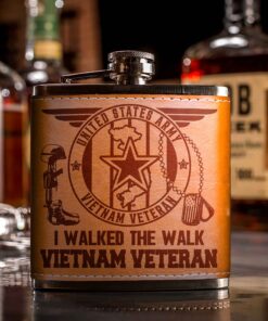 3D Printed Us Army Vietnam Veteran I Walked The Walk Leather Flask NPNT4280549