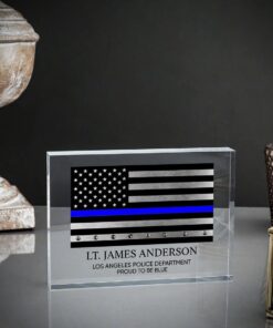 Custom Thin Blue Line Police Gift Plaque - Retirement Gift, Desktop Police Plaque for Recognition & Awards QFHM0460601
