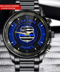 Personalized Police Black Fashion Watch, Custom Your Name And Badge Number, Watch For Policeman, Police Gifts QFHA4210602
