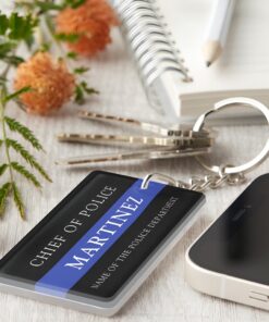 Custom Thin Blue Line Police Officer Appreciation Acrylic Keychain QFLT4240601
