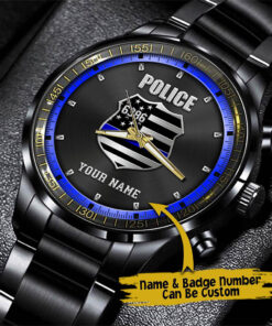 Personalized Police Black Fashion Watch, Custom Your Name And Badge Number, Watch For Policeman, Police Gifts QFHA4060602
