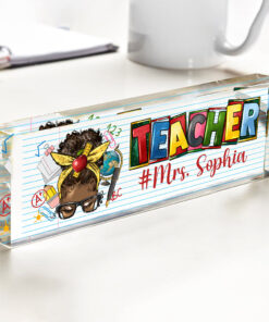 Personalized Afro Teacher Name Plate NPNT4250604