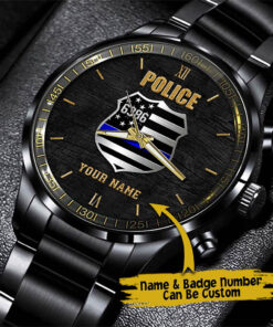 Personalized Police Black Fashion Watch, Custom Your Name And Badge Number, Watch For Policeman, Police Gifts QFHA4060604