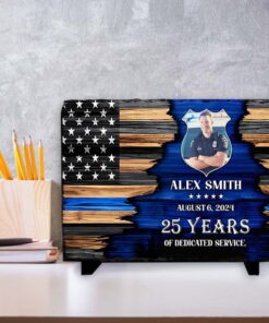 Personalized Police Retirement Recognition Plaques Customized, Police Flag Award Stone, Police Dedication Stone, Law Enforcement Awards QFHM4080602
