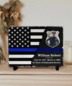 Personalized Police Retirement Recognition Plaques Customized, Police Flag Award Stone, Police Dedication Stone, Law Enforcement Awards QFHM4070603