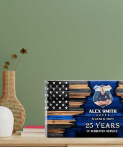 Personalized Police Retirement Recognition Plaques Customized, Police Flag Award Acrylic Block, Police Dedication Acrylic Block, Law Enforcement Awards QFHM4100601
