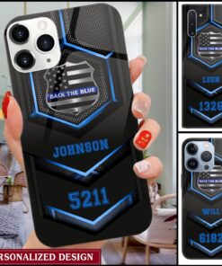 Personalized Police Silicon Phone Case, Custom Your Name And Badge Number Phone Case, Phone Case For Policeman, Police Gifts QFTD4140605