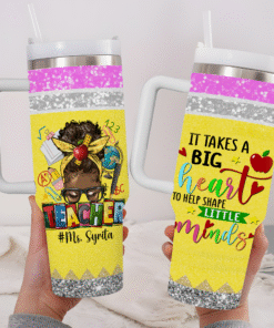 Personalized Black Teacher 40Oz Tumbler, Melanin Teacher Tumbler, African American Teacher Tumbler, Back To School, First Day Of School Gift, Teacher Gift QFON4180501