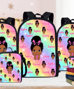 Personalized Back to School Kid Combo Backpack, Lunch bag and Pencil bag, Custom name Afro Kid Back to School Combo NPND4060601