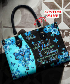 Personalized Trust Him In The Dark That Is Faith Leather Handbag, Gift For Her QFHM4080603