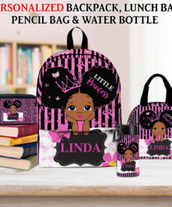 Personalized Name Little Melanin Princess Backpack, African American Kid Backpack, Black Princess Gift QFTO4180601-DX