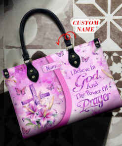 Personalized I Believe In God Cross Leather Handbag, Gift For Her QFHM4100607