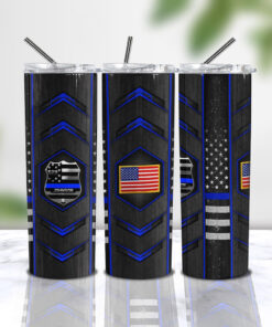 Personalized Police Skinny Tumbler, Gifts For Police, Custom Skinny Tumbler All Over Printed QFTD4140602
