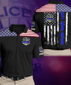 Personalized Police Polo Shirt, Custom Badge Number And Your Name, Policeman Polo Shirt, Gifts For Policeman QFTD4130603