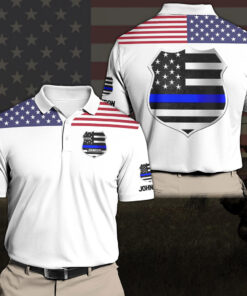 Personalized Police Polo Shirt Custom Your Name And Badge Number, Policeman Polo Shirt, Gifts For Policeman QFTD4130604