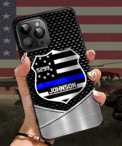 Personalized Police Silicon Phone Case, Custom Your Name And Badge Number Phone Case, Phone Case For Policeman, Police Gifts QFTD4140601