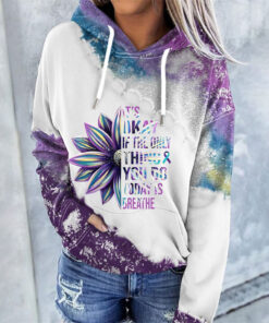 It's Okay If The Only Thing You Do Today Is Breathe Sunflower Suicide Awareness V Neck Shirt , Suicide Prevention 3D All Over Printed Clothes QFTO4250602
