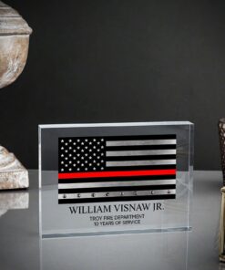 Personalized Firefighter Thin Red Line Desktop Plaque - Firefighter Awards, Fireman Plaque, Recognition Gifts QFTD4130602