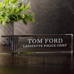 Personalized Name Plate for Desk, Custom Name Clear Acrylic, Police Gift For Officer, Law Enforcement Personalized Gift QFHM4170602