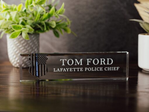 Personalized Name Plate for Desk, Custom Name Clear Acrylic, Police Gift For Officer, Law Enforcement Personalized Gift QFHM4170602