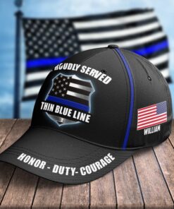 Personalized Proudly Served Honor - Duty - Courage Cap,Police Cap Gift For Him QFTD4040602