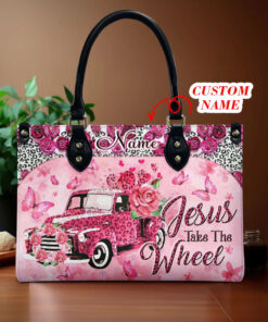 Personalized Jesus Take The Wheel Leopard Truck Leather Handbag, Gift For Her QFHM4100606