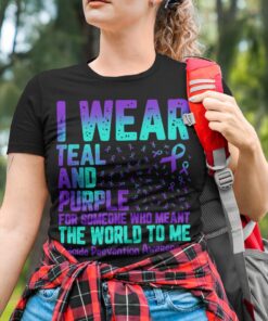 I Wear Teal Purple For Someone Who Meant The World To Me T-Shirt, Suicide Prevention Awareness T-Shirt QFTD4270601