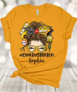 Personalized School Bus Driver Life Shirt, Custom Name School Bus Graphic Tees, School Bus Driver Appreciation Gifts, Back To School T-shirt QFTO4150704