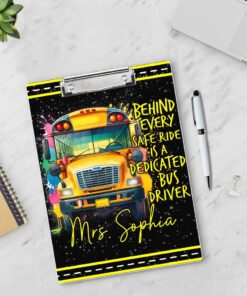 Personalized Name School Bus Driver Clipboard MQHM4170702