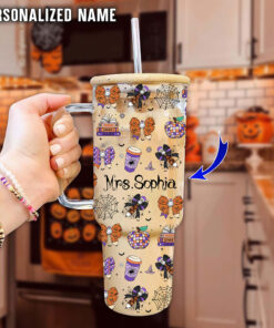 Personalized Teacher Halloween Pencil 40 Oz Glass Tumbler, Halloween Coquette Bow Tumbler, Halloween Tumbler, Spooky Teacher Tumbler, Coquette Pencil Gift, Trendy Halloween Gift QFHA4250702