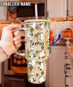 Personalized Spooky Ghost Plant,, Halloween Ghost Plant Glass 40 Oz Tumbler NPHM4260703