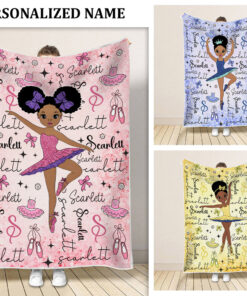 Personalized Afro Ballerina Blanket for Girls NPNT4050703