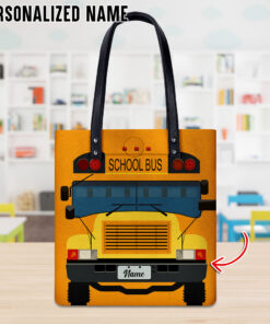 Personalized School Bus Driver PU Leather Tote Bag With Name, Gift For Bus Driver QFTO4290701