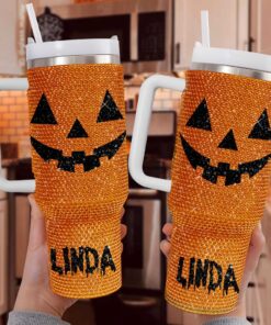 Personalized Halloween Bling 40 Oz Tumbler, Pumpkin Bling Cup, Halloween Tumbler, Fall Cup, Pumpkin Tumbler QFTD4240701