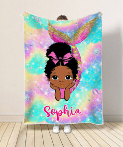Personalized Mermaid Afro Girl Back to school Blanket NPND4050702