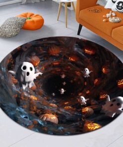 3D Vortex Halloween Ghost Scene Rug, Ghost Halloween Decor, Look Halloween Themed Print Rug, Halloween Decor Indoor, Halloween Rug QFTD4230701