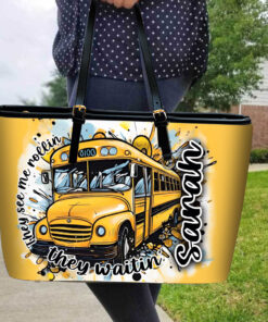 Personalized Bus Driver Leather Tote Bag With Name, Gift For Bus Driver QFND4110703