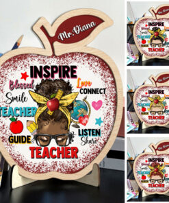 Teacher Personalized Custom Apple - Shaped 2 Layers Wooden Plaque, Teacher gift, Back To School Gift QDND4020701