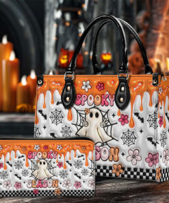 Spooky Vibe Print 3D Inflated Leather Handbag, Leather Wallet, Halloween Gift QFTO4240701
