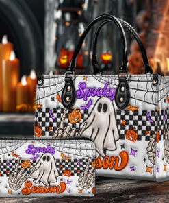 Spooky Vibe Print 3D Inflated Leather Handbag, Leather Wallet, Halloween Gift QFTO4240705