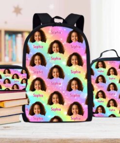 Custom Backpack Lunch Bag Set,Personalized Pet Or Kids Photo School Bag , Gifts for Girls and Boys QFHM4020701