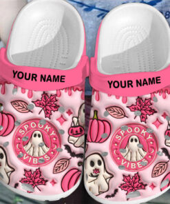 Custom Name 3D Inflated Spooky Vibes, 3D Inflated Halloween Clogs,Retro Spooky Season Clogs QFTO3070905-4