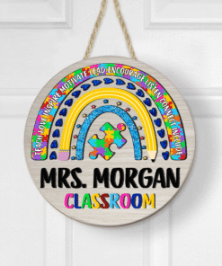 Personalized Classroom Autism Teacher Door Sign, Classroom Decor, Custom Special Teacher Doorframe Sign, Special Education Door Sign NPON4010701